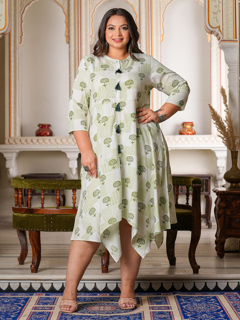 IKRASS Women Print Plus Size Fit and Flare Dress