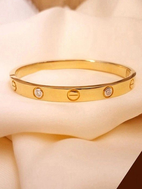 P. R. PRINTS Unisex Gold Plated Kada Cartier Love Bracelet