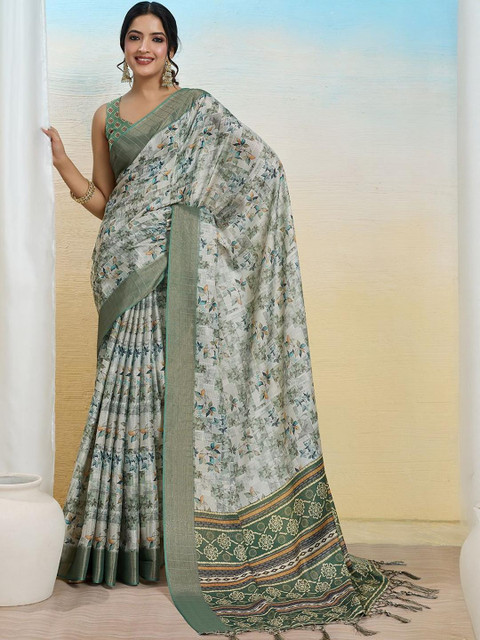 KALINI Woven Design Zari Tissue Handloom Mysore Silk Saree