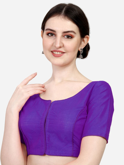 HERE&NOW Soft Silk Round Neck Readymade Saree Blouse