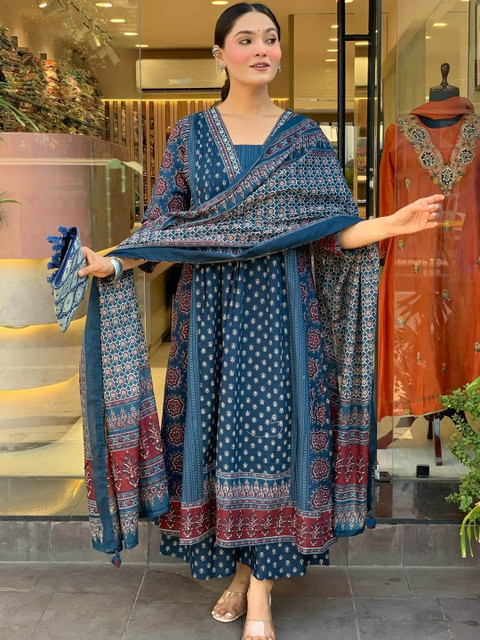 KALINI Women Ethnic Motifs Printed Anarkali Kurta with Palazzo & Dupatta