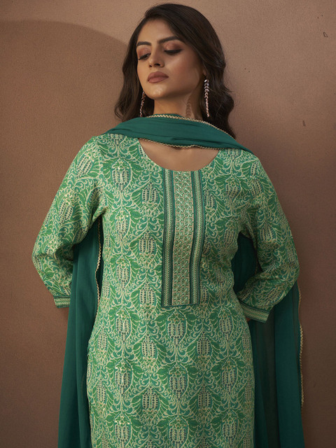 Anouk Women Ethnic Motifs Printed Straight Kurta with Trousers & Dupatta - Image 2