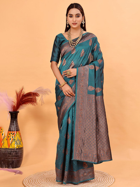 Florence Ethnic Motifs Woven Design Zari Silk Cotton Saree
