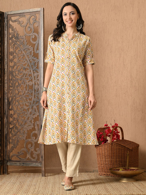 Anouk Rustic Women Ethnic Motifs Printed Cotton Straight Kurta