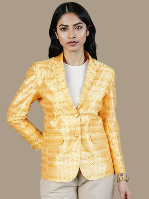 Talethread Self-Design Banarasi Single-Breasted Casual Blazer