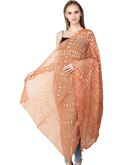Exotic India Printed Pure Cotton Tie and Dye Dupatta