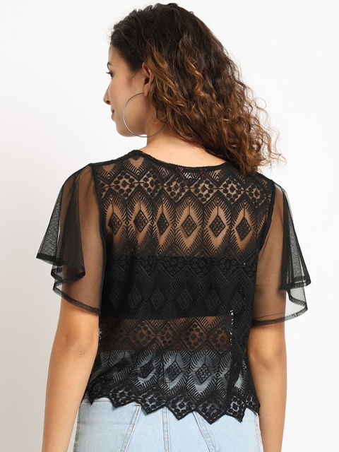 A AND K Self Design Cotton Sheer Crop Shrug - Image 5