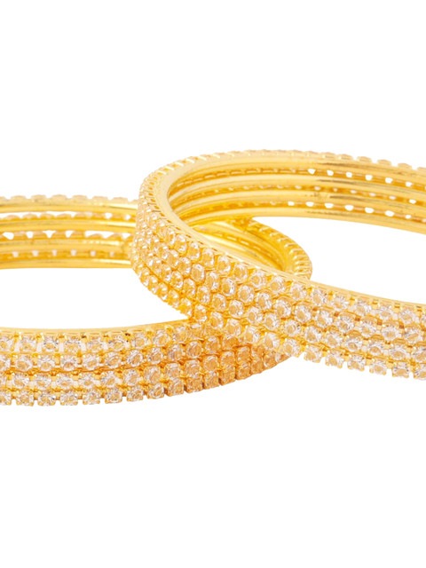 Anouk Women Set of 8 American Diamond Gold Plated Bangles - Image 6