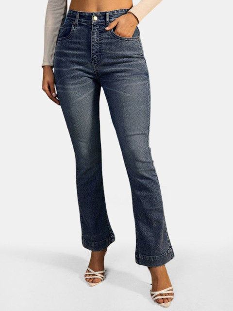 The Roadster Lifestyle Co Cotton High-Rise Light Fade Clean Look Bootcut Jeans