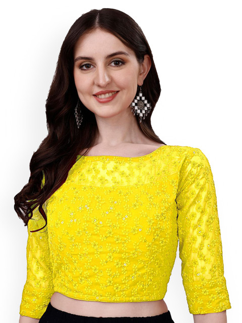 HERE&NOW Embroidered Round Neck Readymade Saree Blouse