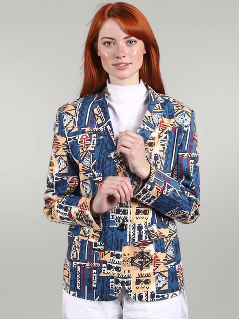 Talethread Printed Pure Cotton Single-Breasted Casual Blazer