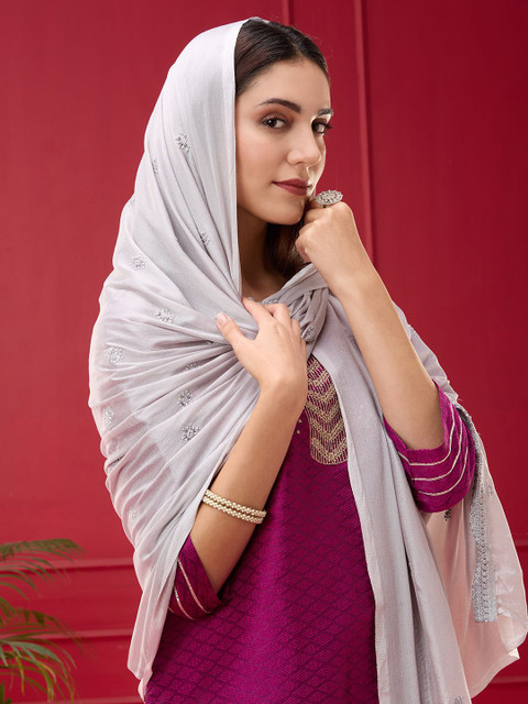 Dupatta Bazaar Floral Embroidered Chinnon Dupatta