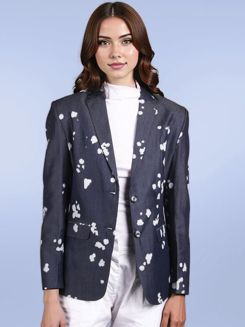 Talethread Printed Pure Premium Cotton Single-Breasted Casual Blazer