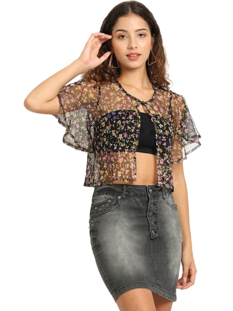 A AND Floral Printed V-Neck Cotton Shrug - Image 7