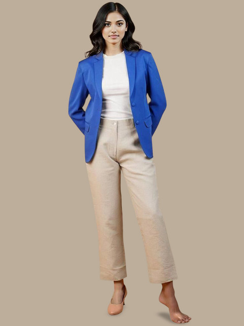 Talethread Notched Lapel Collar Single-Breasted Casual Blazer