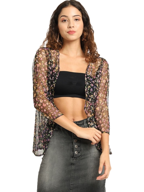 A AND K Floral Printed Cotton Open Front Sheer Shrug - Image 7