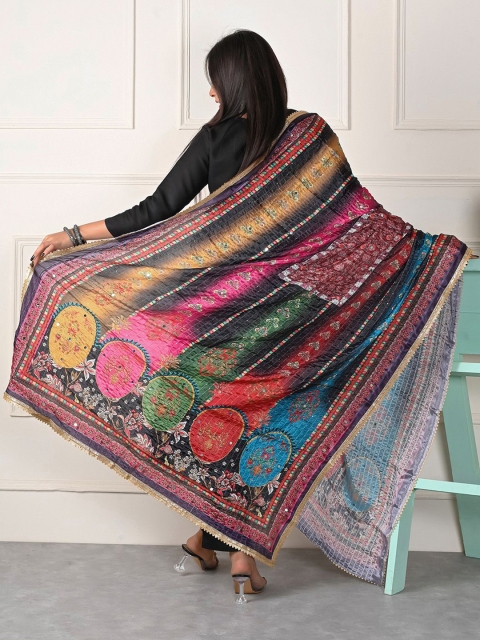 Apratim Ethnic Motifs Printed Silk Dupatta - Image 3