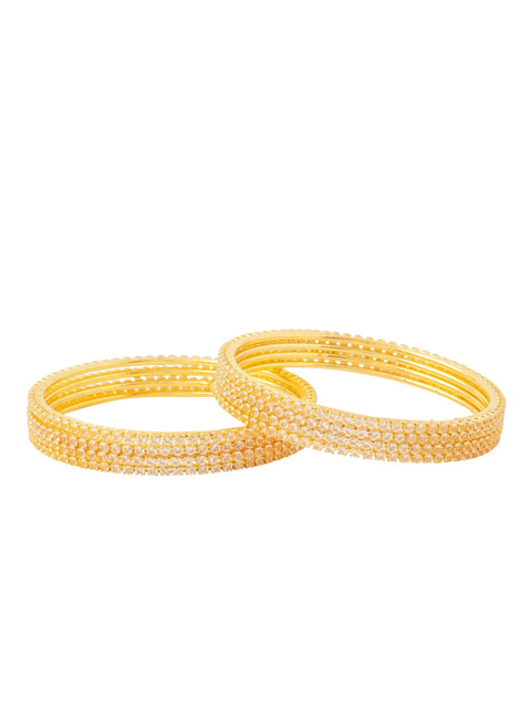 Anouk Women Set of 8 American Diamond Gold Plated Bangles - Image 4