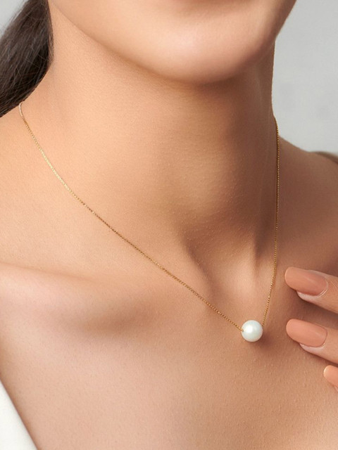 Bhumi Gold-Plated Pearls Beaded Contemporary Pendant With Chain