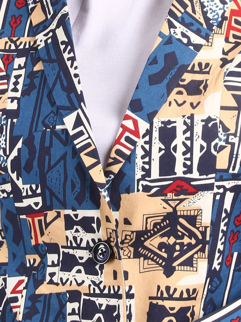 Talethread Printed Pure Cotton Single-Breasted Casual Blazer - Image 2