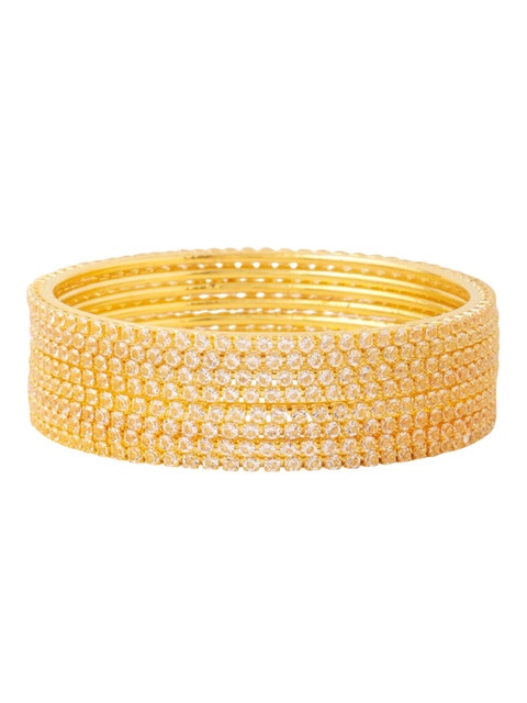 Anouk Women Set of 8 American Diamond Gold Plated Bangles - Image 5
