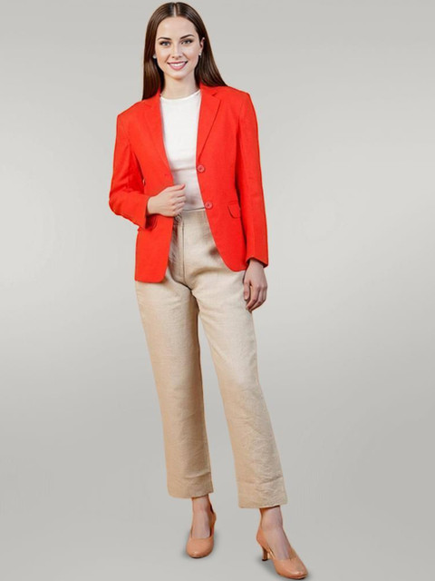 Talethread Linen Cotton Single-Breasted Casual Blazer