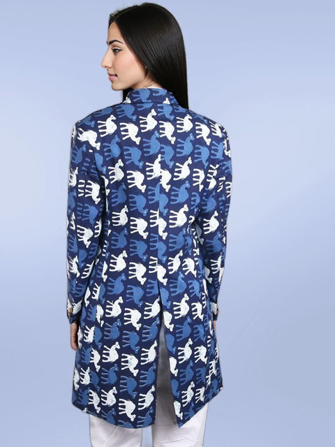 Talethread Printed Cotton Double-Breasted Overcoat - Image 4
