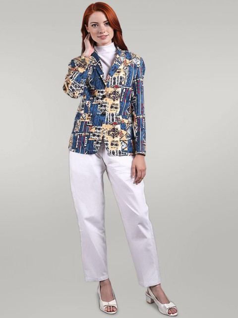 Talethread Printed Pure Cotton Single-Breasted Casual Blazer - Image 4