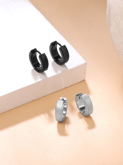 Yellow Chimes Men Set Of 2 Contemporary Hoop Earrings