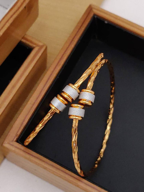 Anouk Set Of 2 Gold-Plated Artificial Stones Studded Cuff Bracelet