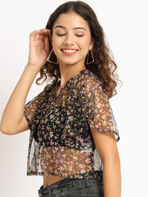 A AND Floral Printed V-Neck Cotton Shrug - Image 4
