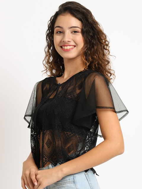 A AND K Self Design Cotton Sheer Crop Shrug - Image 4