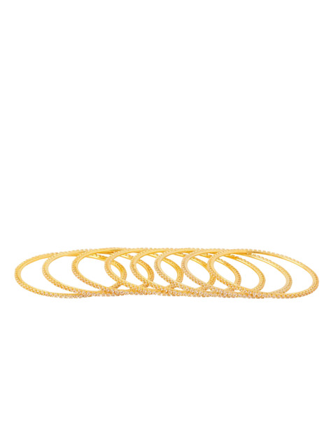 Anouk Women Set of 8 American Diamond Gold Plated Bangles - Image 3