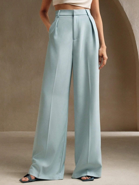 Chemistry Women Relaxed Straight Leg High-Rise Wide Leg Trousers