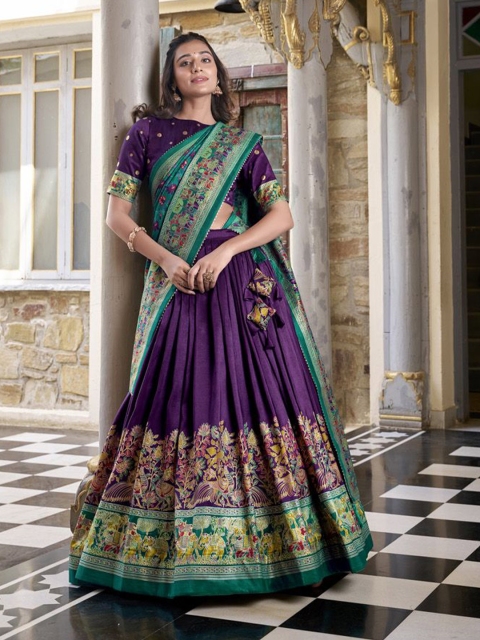LOOKNBOOK ART Ethnic Motifs Printed Semi Stitched Lehenga & Unstitched Blouse With Dupatta