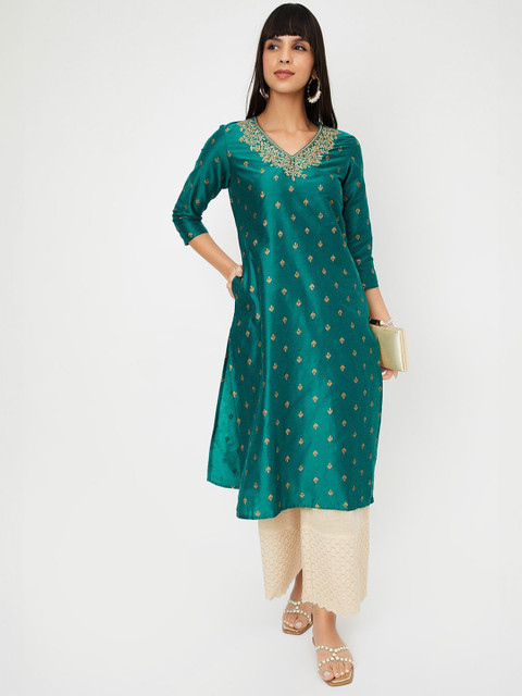 max Women Ethnic Motifs Printed Festive A-Line Kurta - Image 2