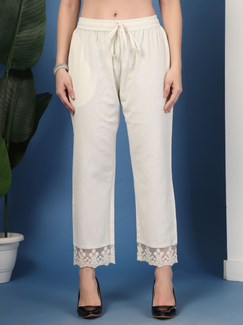 Pistaa Women Solid Mid-Rise Casual Regular Trouser