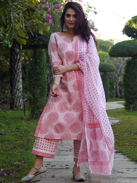 Anouk Rustic Women Ethnic Motifs Printed Kurta with Palazzo & Dupatta