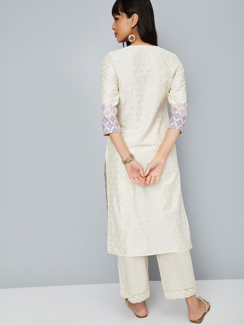 max Floral Embroidered Notch Neck Kurta - Image 5