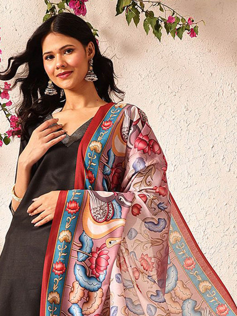 Silk Land Pen Kalamkari Mul Cotton Digital Printed Dupatta - Image 2