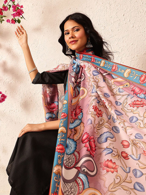 Silk Land Pen Kalamkari Mul Cotton Digital Printed Dupatta - Image 5