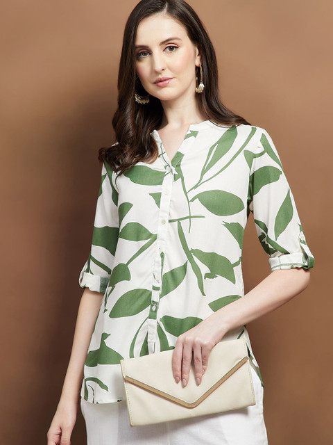 Melange by Lifestyle Floral Printed Mandarin Collar Kurti