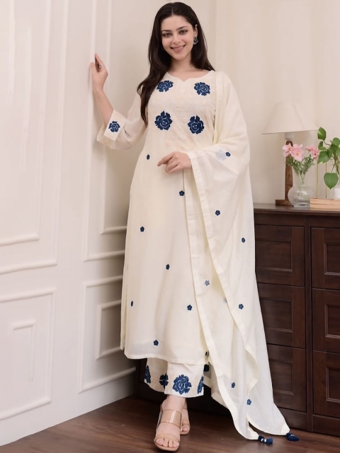 SHREE LAXMINARAYAN EXPORT Women Woven Design Embroidered Kurta with Trousers & Dupatta