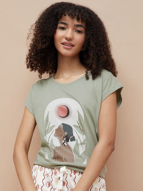 Ginger by Lifestyle Graphic Printed Round Neck Cotton Lounge Tshirts