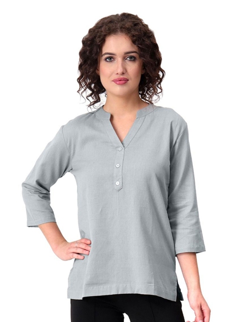 SAADHO Women Solid Pure Cotton Kurti