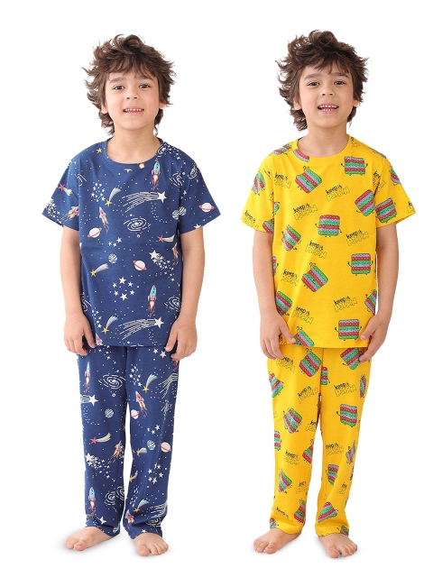 Anthrilo Boys Pack of 2 Abstract Printed Night suit - Image 6