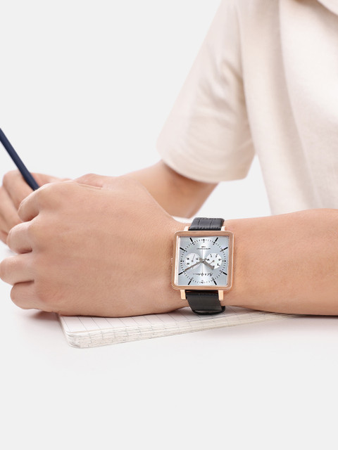 Mast & Harbour Unisex Brass Dial & Leather Straps Analogue Multi Function Watch