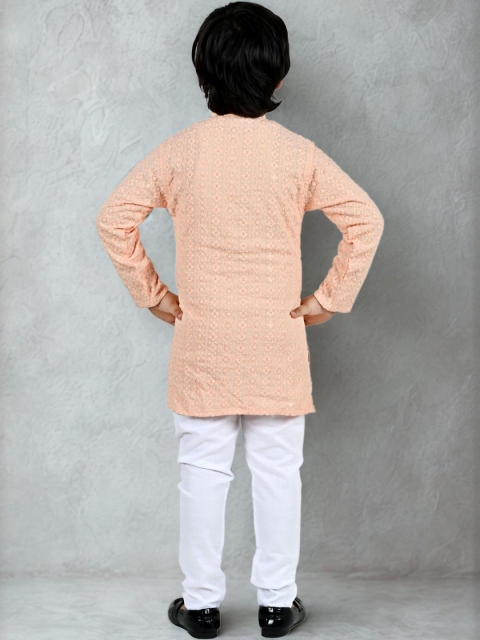 Sangria Boys Embroidered Chikankari Straight Kurta Set - Image 3
