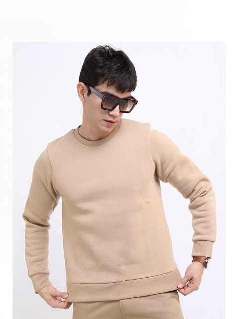 Mast & Harbour Men Solid Cotton Fleece Anti Odour Sweatshirt - Image 2