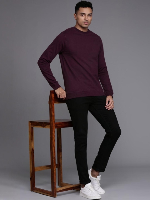 Mast & Harbour Men Solid Cotton Fleece Anti Odour Sweatshirt - Image 2